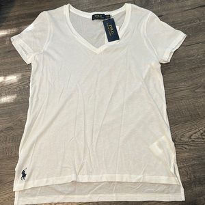 Ralph Lauren white ladies v-neck shirt! New with tags!